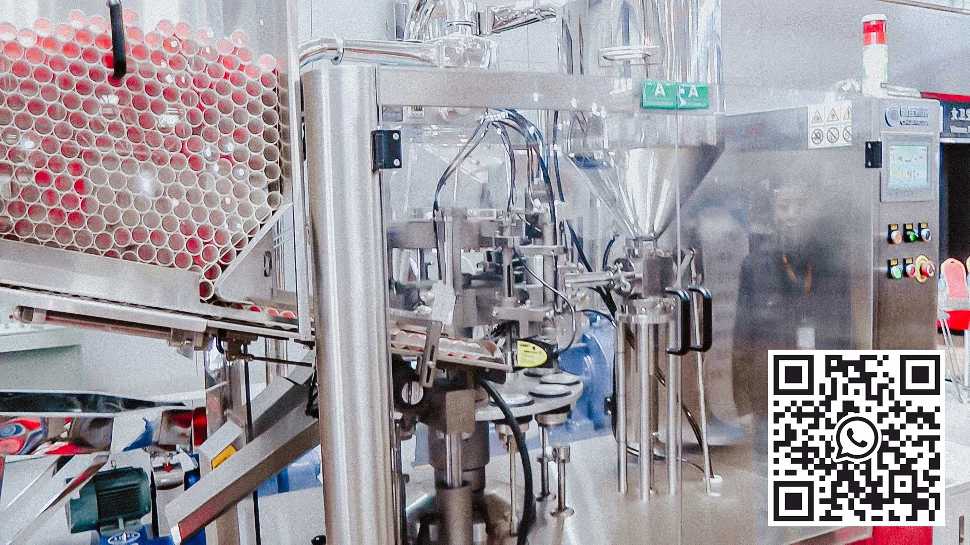 Automatinė kremo dozavimo ir užpildymo įranga plastikiniuose vamzdeliuose su sandarikliu