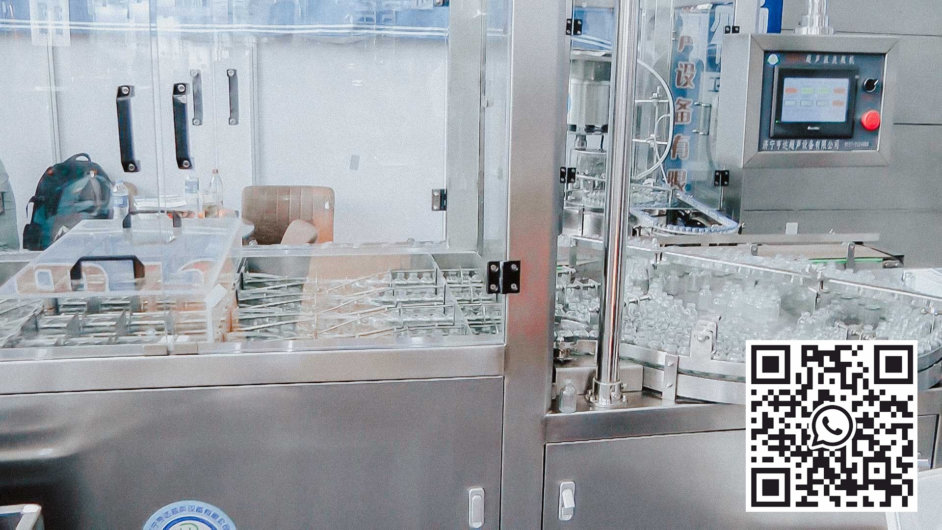 Automatinė stiklinių penicilino butelių plovimo ir sterilizavimo mašina