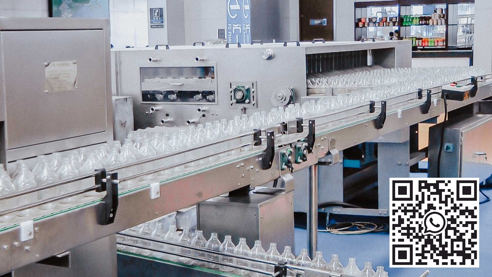 Automatic glass bottle washing machine and rinse aid in medicine filling line