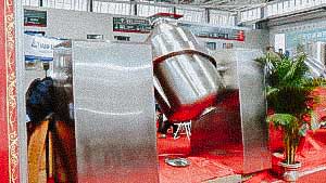 Large rotational cone powder mixer for medicine and food preparation
